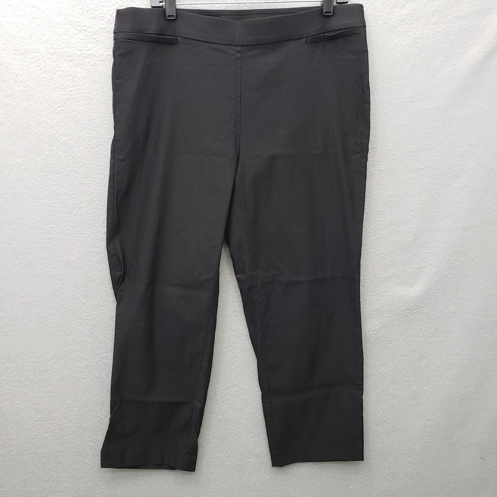 Counterparts Pull On Ankle Pants Solid Black Everyday Casual Stretch Basic 1X